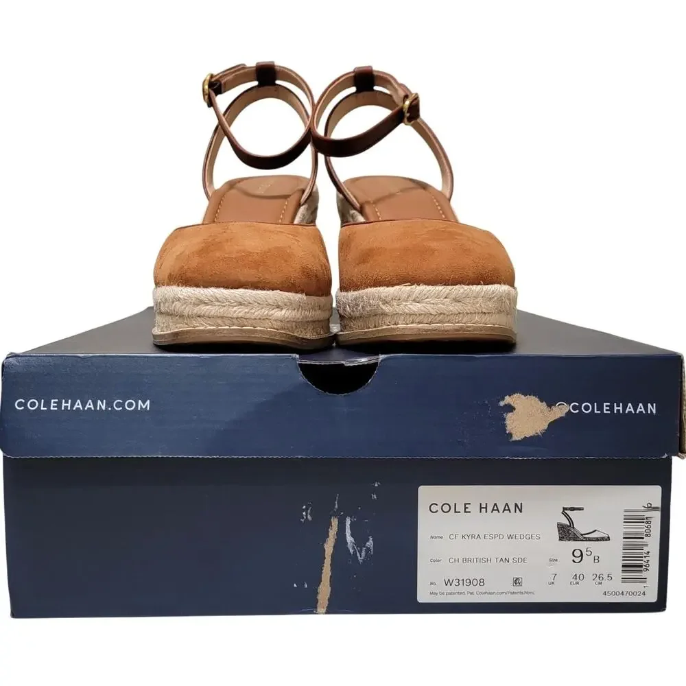Cole Haan Women Cloudfeel Kyra Espadrille Wedge Heels Size US 9.5B British Tan